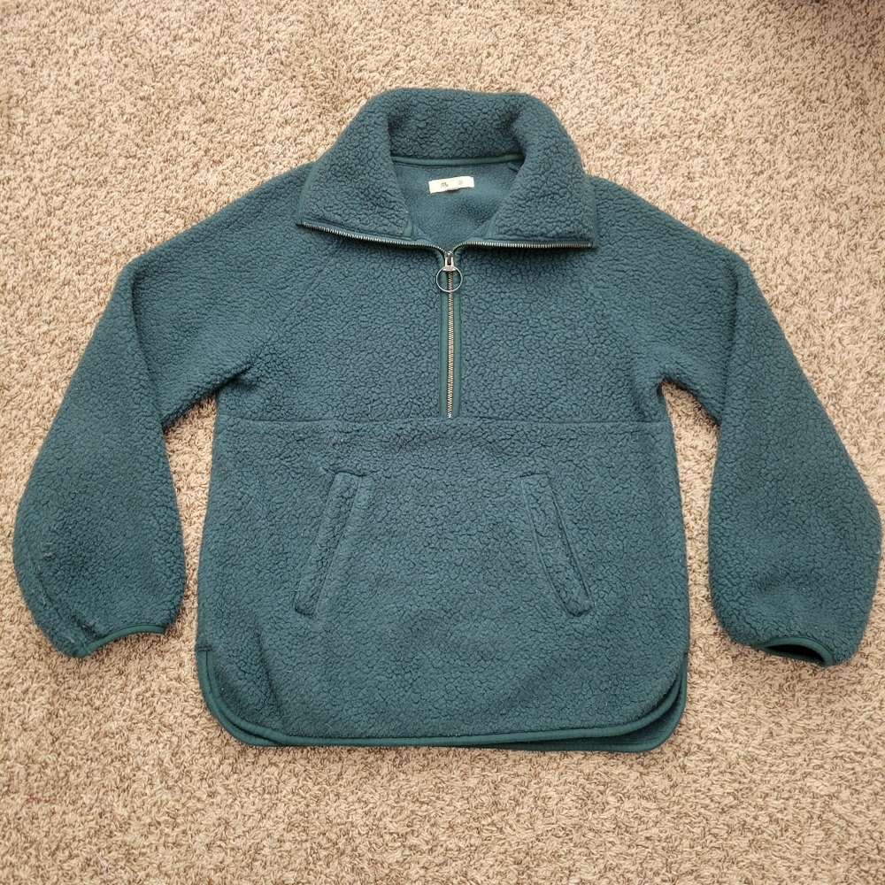 Madewell Polartec Fleece Half Zip Jacket Pullover Sweatshirt Green Size Small